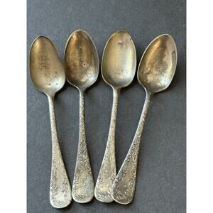 Crown Silver Co Teaspoons Set 4 Flatware Cutlery Tableware Cottagecore